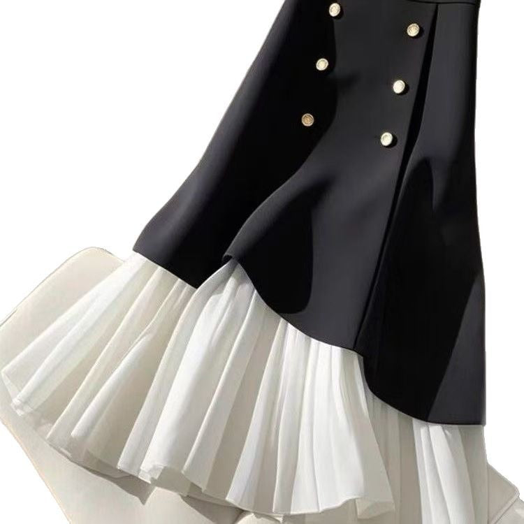 Irregular Splicing Half Skirt With Buttons