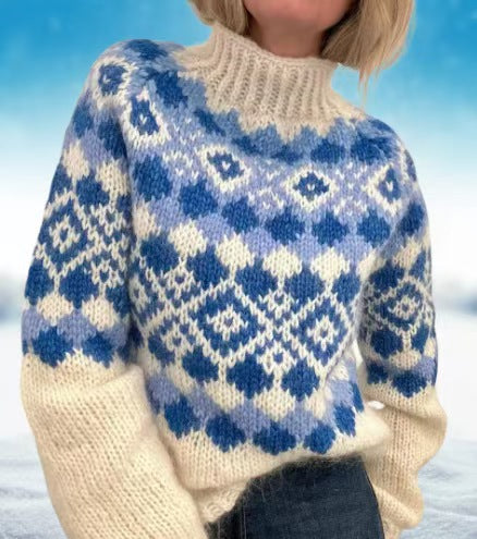 Turtleneck Loose Multicolor Fashion Pullover Sweater