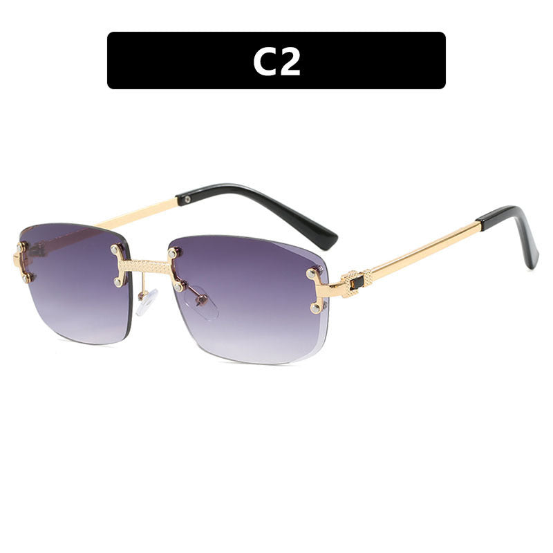 Frameless cut edge oval fashionable and high-end Instagram popular sunglasses of the same style