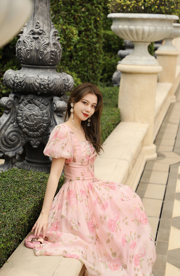 Vintage Print Waist Fairy French Dress