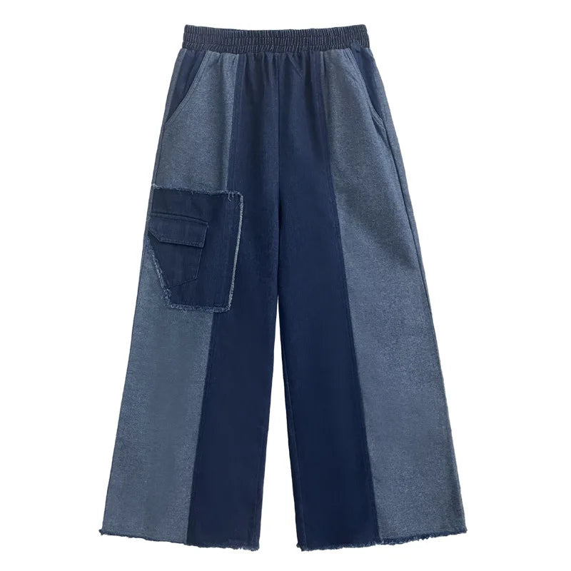 Jeans a gamba larga con cuciture a contrasto Jeans da donna autunno e inverno nuovi Jeans da donna casual alla moda 