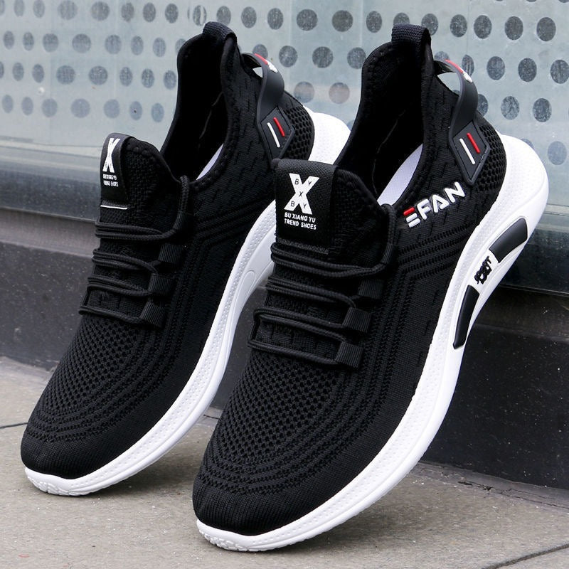 New breathable mesh shoes, trendy and versatile men's small white shoes, casual and lightweight soft soled sports shoes