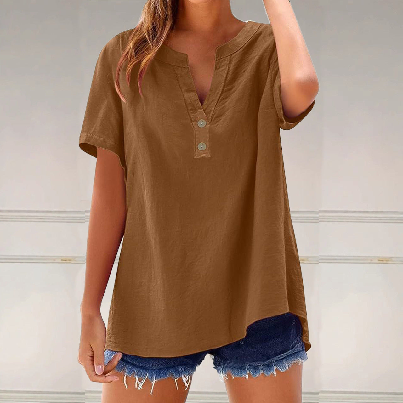 Women's Fashionable Cotton And Linen All-Match Top