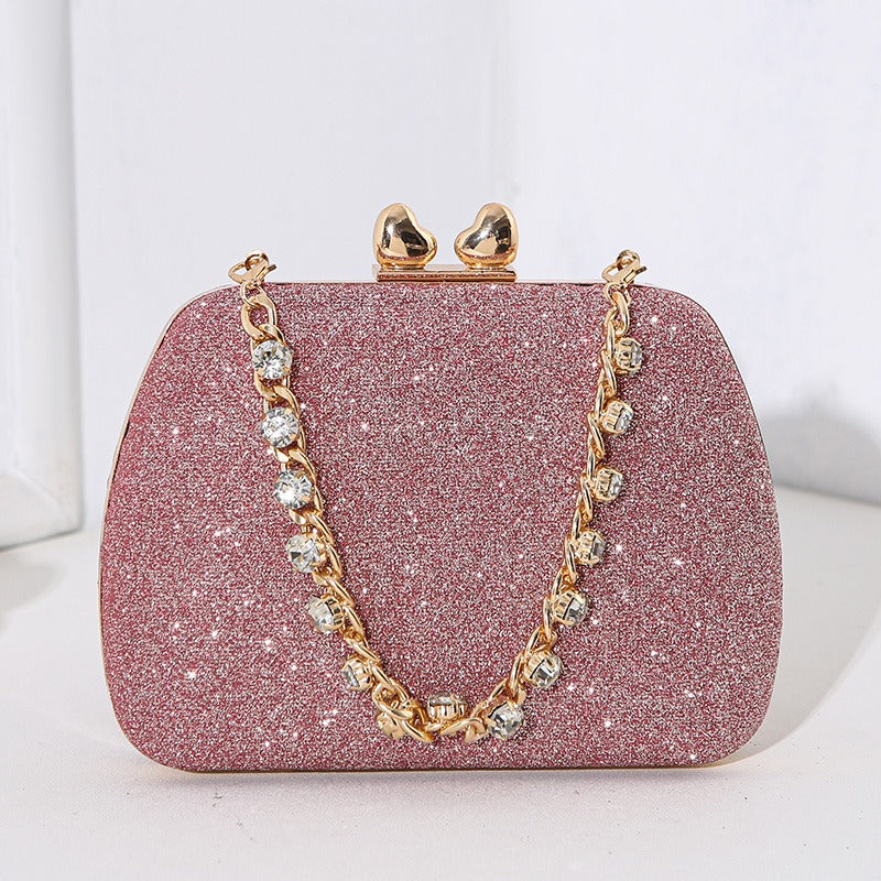 Little Love Water Diamond Chain Handheld Crossbody Small Square Bag Celebrity Banquet Handheld Bag