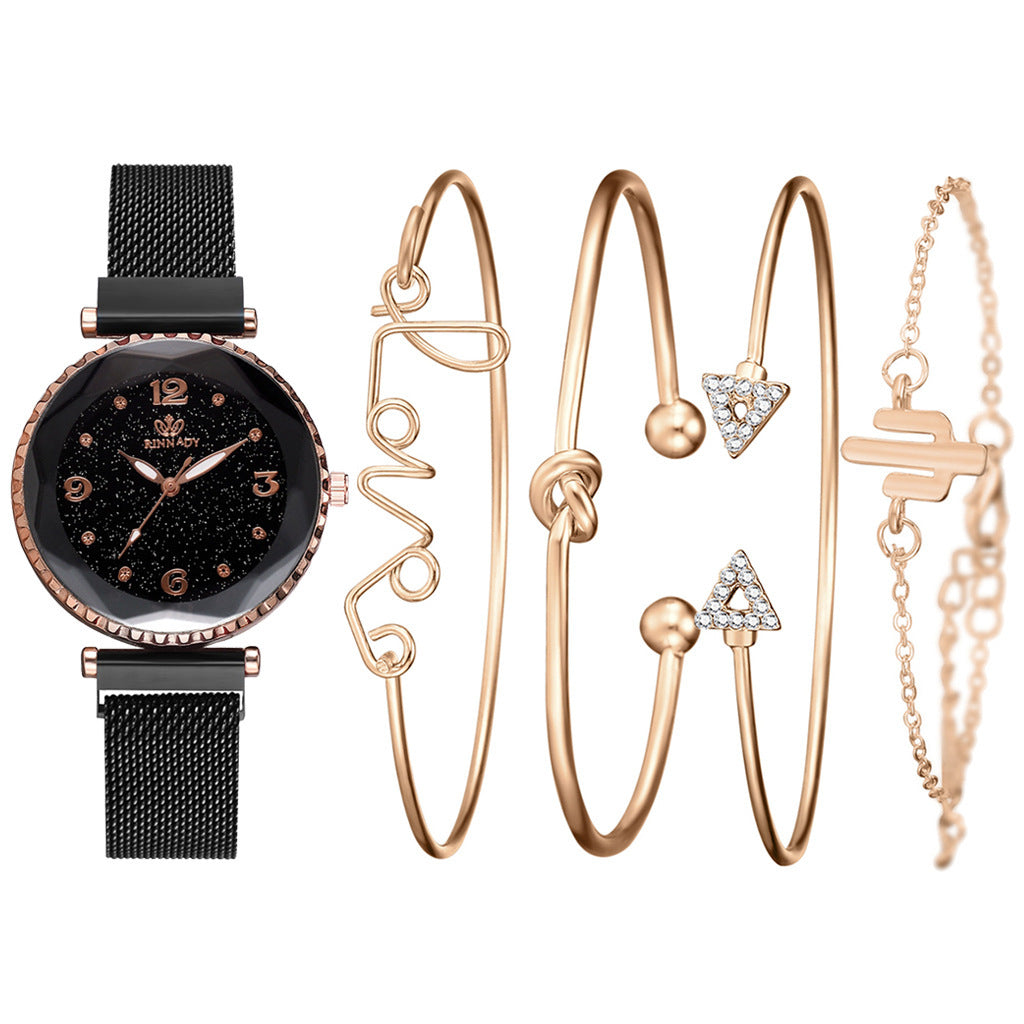 Relojes de mujer cielo estrellado hebilla magnética pulsera de moda reloj de pulsera Número romano reloj Simple regalo