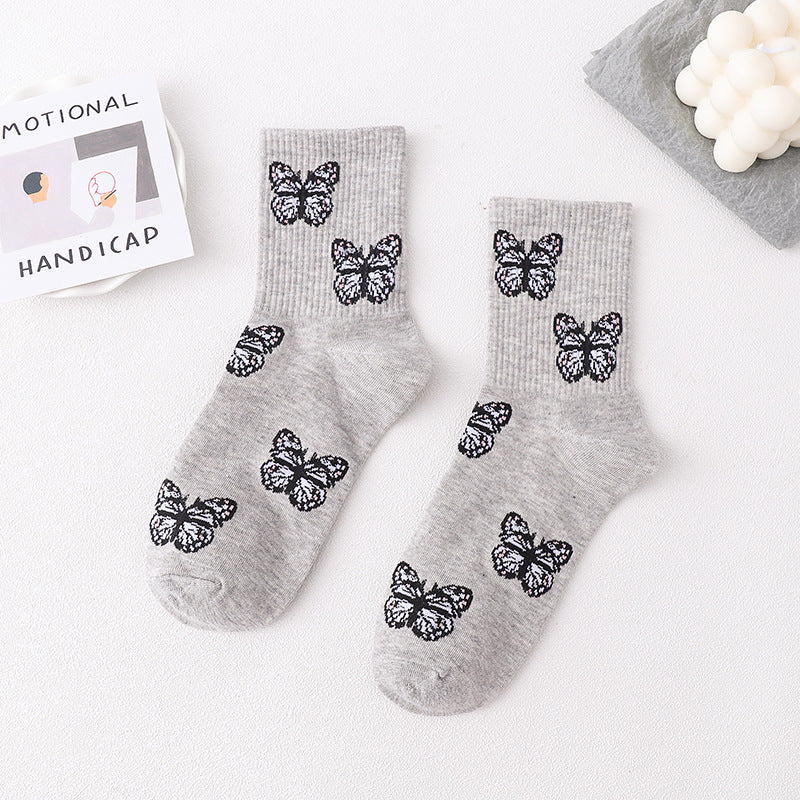 Butterfly Socks Women's Mid-calf Length Autumn And Winter