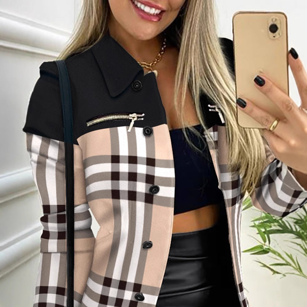 Zipper Color Matching Printing Lapel Small Coat