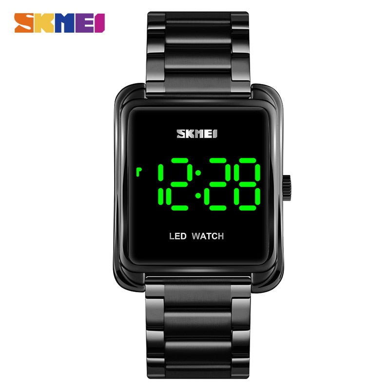 SKMEI 1505 LED Display Men Digital Wrist Watches Top Brand Luxury Stainless Steel Waterproof Male Clock Relogio Masculino 1505