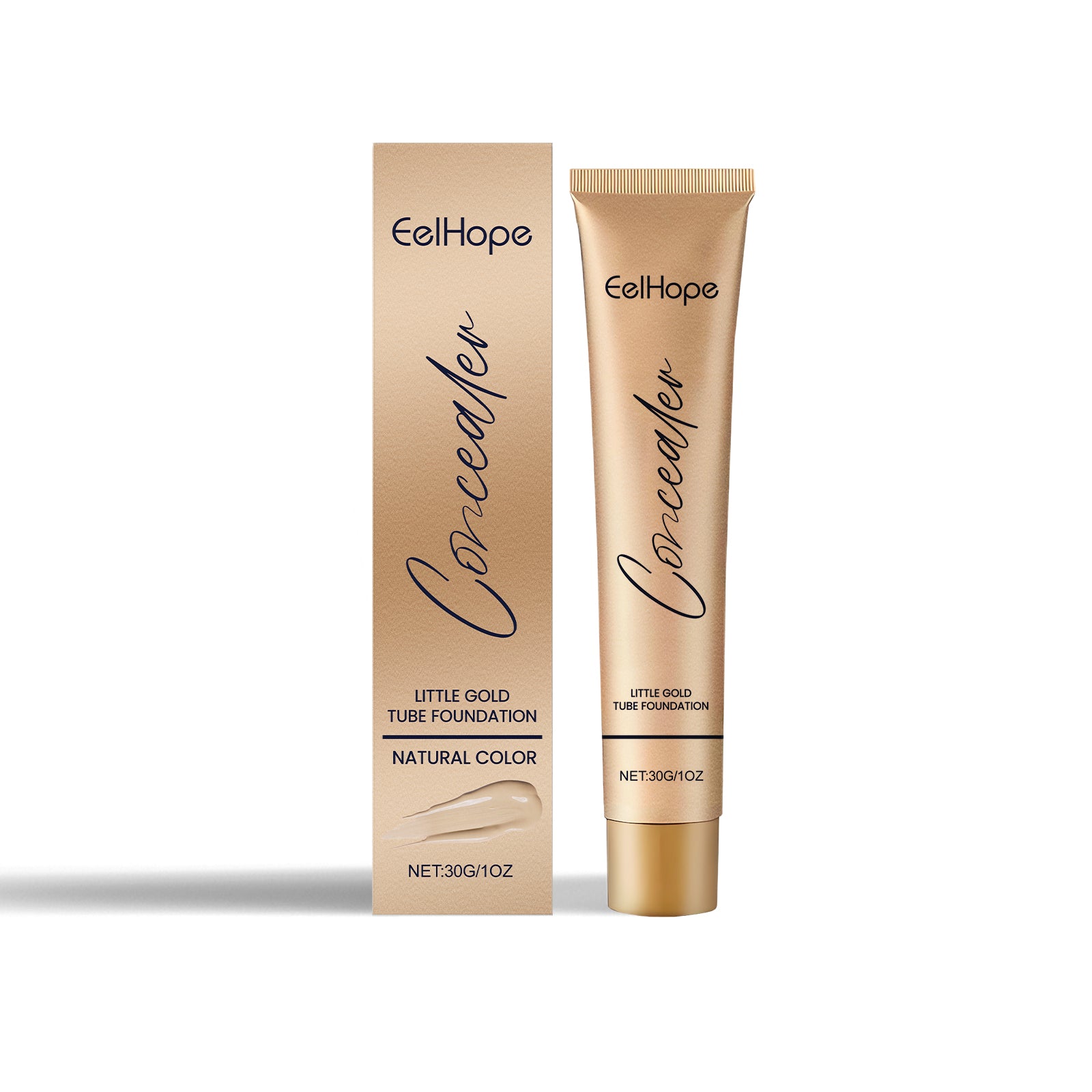 Small Gold Tube Foundation Concealer, Natural Lightweight Skin Concealer Not Easy To Remove Makeup Moisturizing Liquid Foundation
