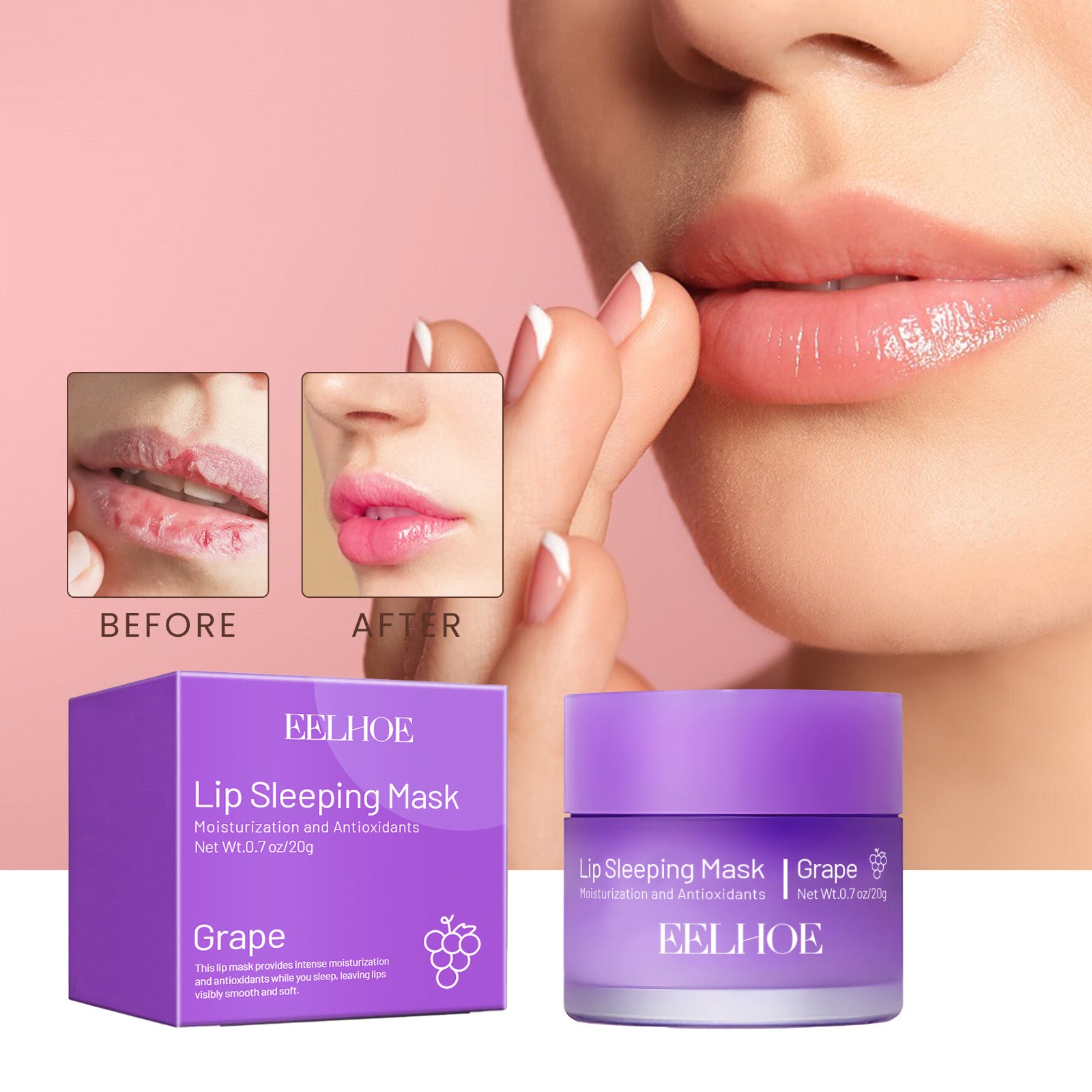 Lip Sleeping Mask, Moisturizing Gently Exfoliating Dead Skin Plump Smooth Lip Mask