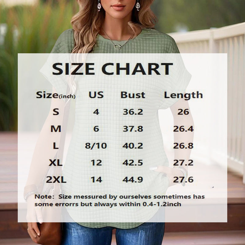 Women's Solid Color Round Neck Short Sleeve Top - Textured Cuff Detail Comfortable Summer Casual Tee