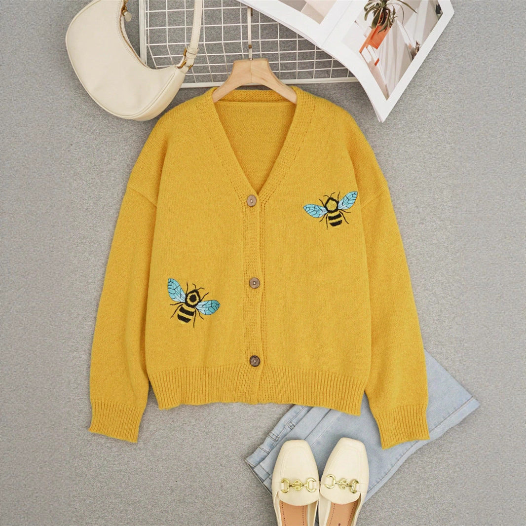 Animal Pattern Design Knitted Cardigan Sweater