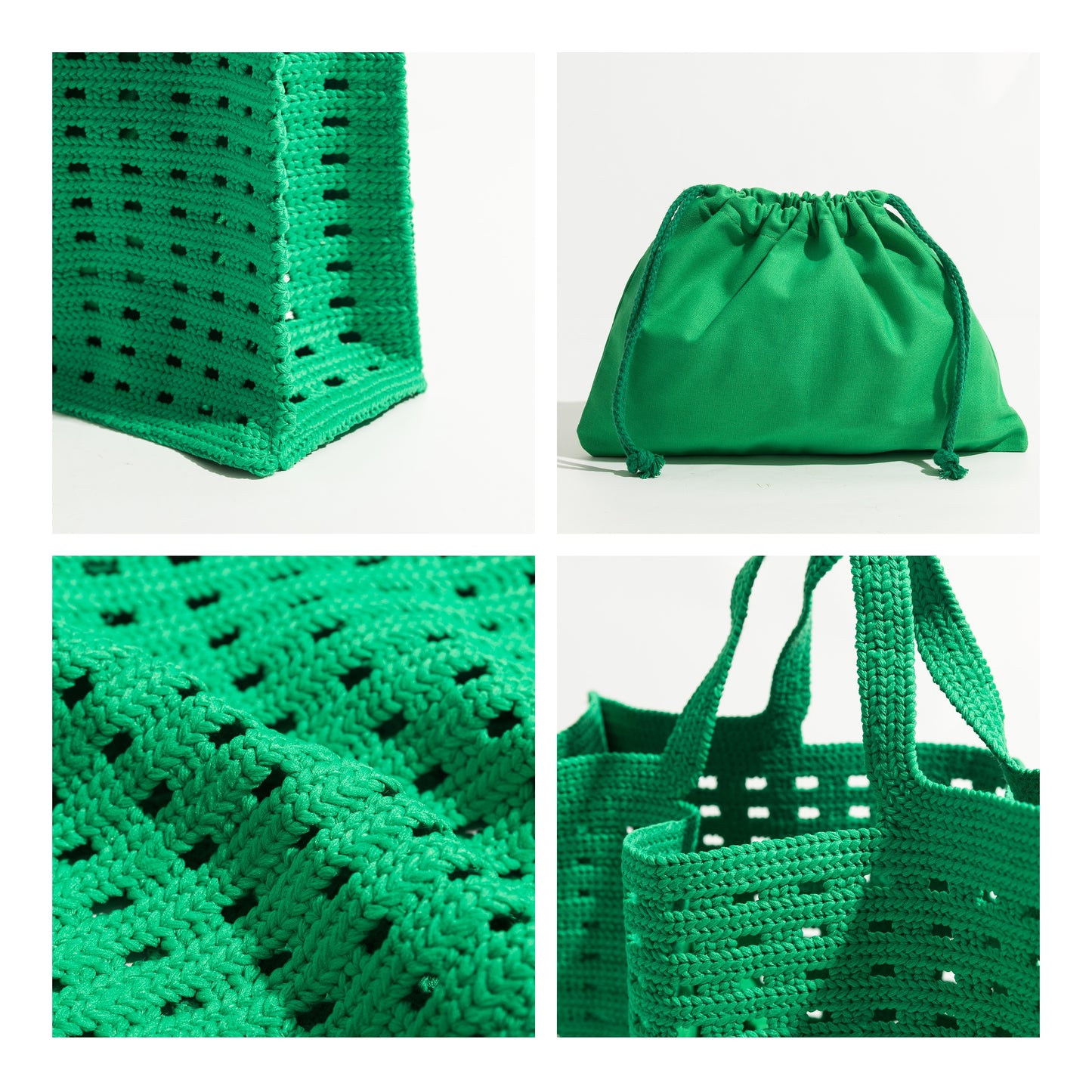 New Woven Bag Hollow Waffle Handmade Bag Candy Color Large Capacity All-Match Handbag for Women