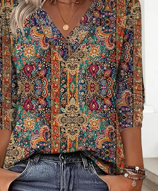 Special V-Neck Long Sleeve Top