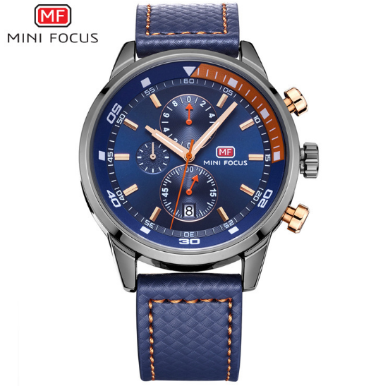 MF0017G  Watches Men Luxury Brand MINI FOCUS Quartz Fashion Leather Watch Man Chronograph Male Wristwatch Men relogio masculino