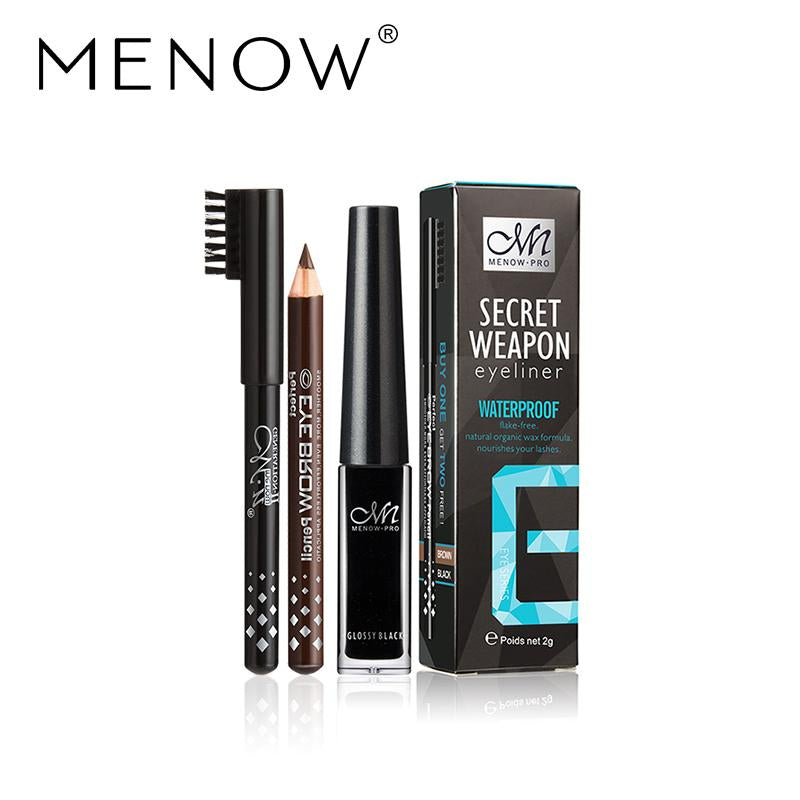 MENOW Brand Waterproof Liquid Eyeliner gift black and brown pencil Long lasting for up to 24 hours Make up set E401