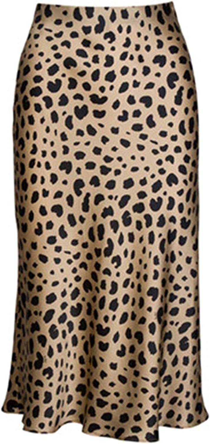 Women's Leopard Print Printed Dress High Waist Invisible Zipper Skirt
