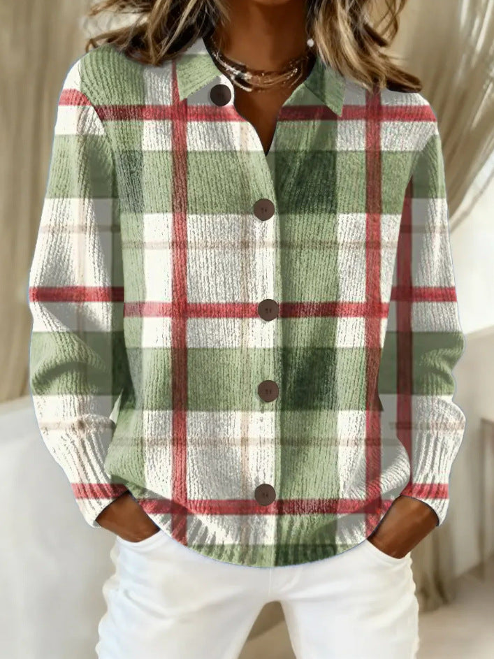 Women's Shirt Lapel Cardigan Top Solid Color