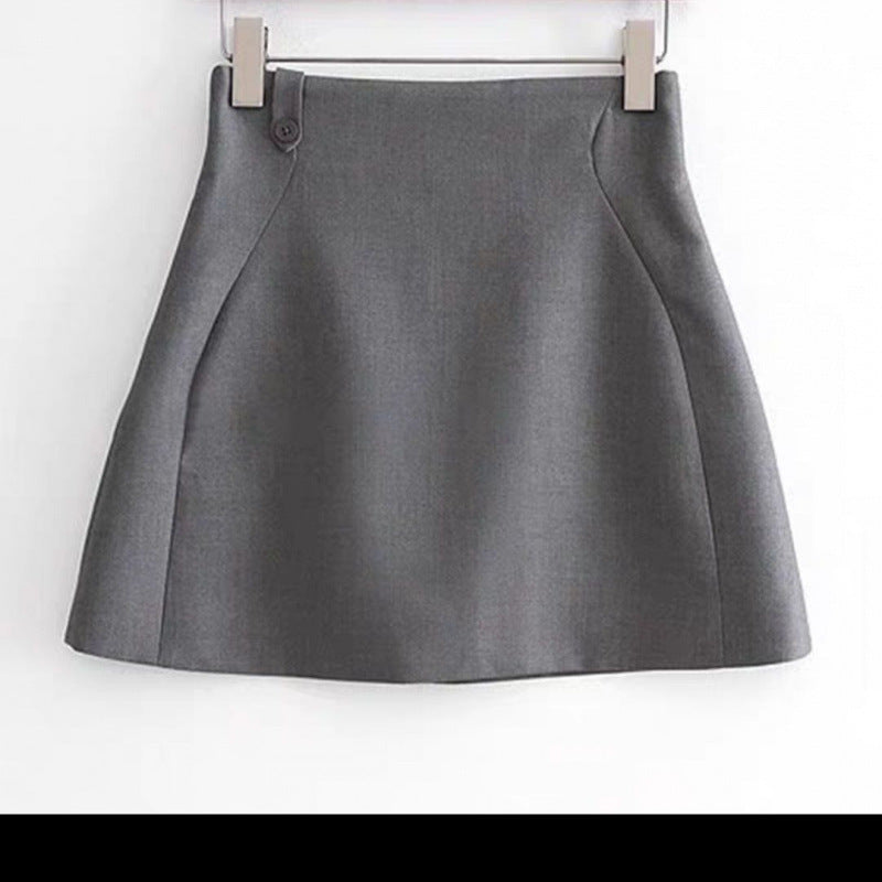Graceful Gray High Waist Slim-fit Skirt Hip Skirt