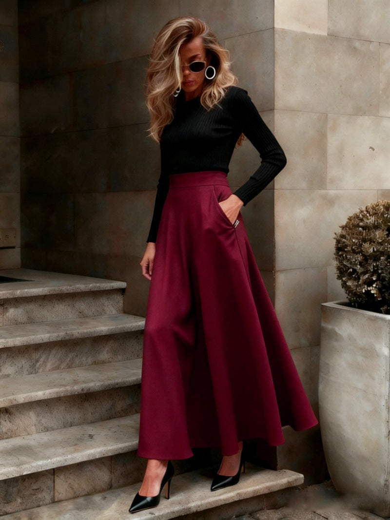 Elegant Solid-Color Skirt For Women