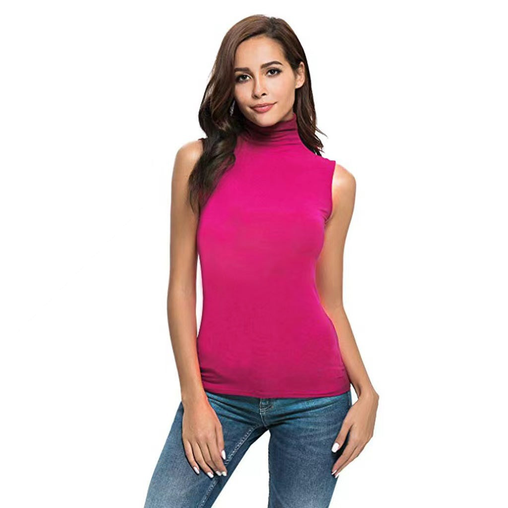 High-neck Slim-fit Sleeveless Casual Vest