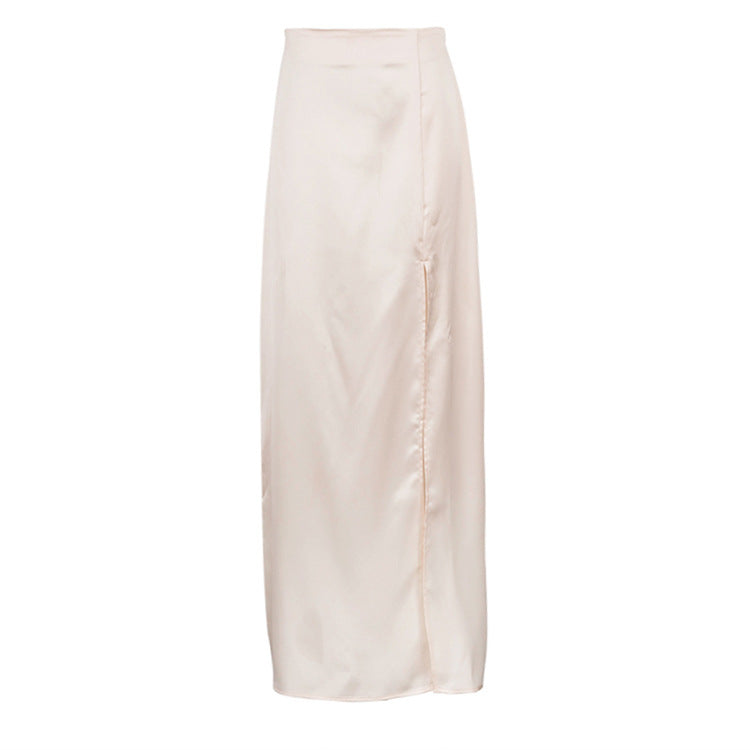 Fashion Satin High Waist Flattering Sheath Skirt