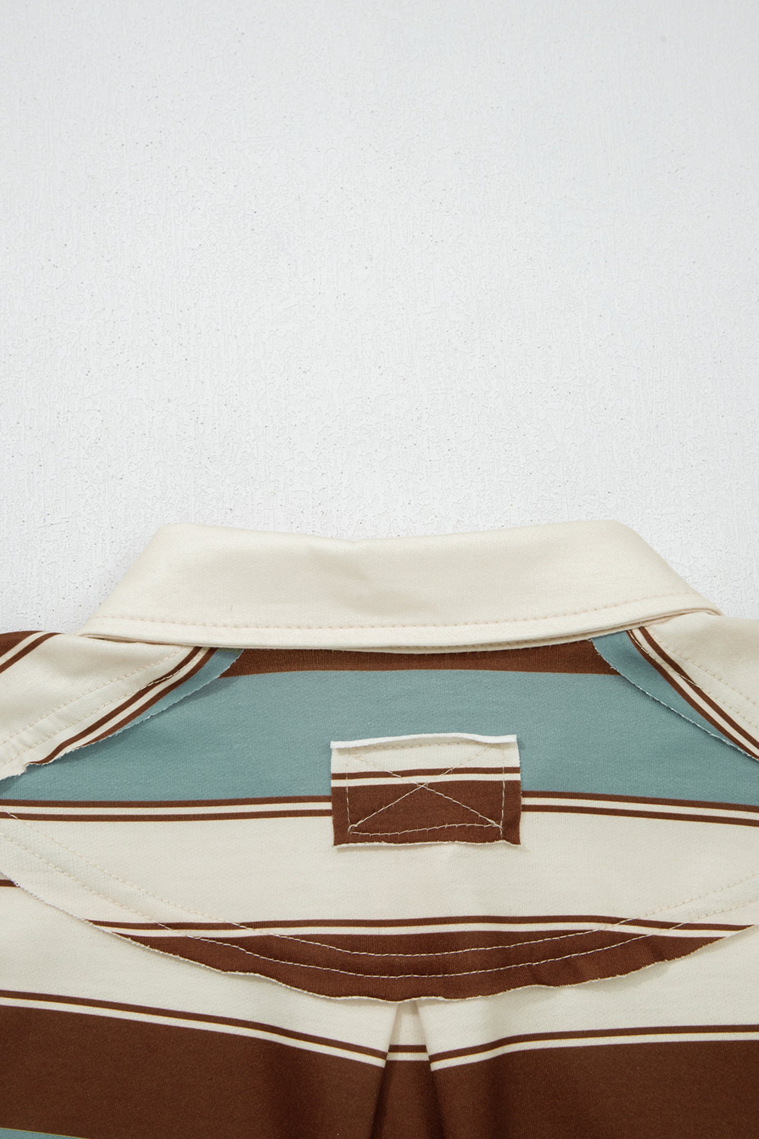 White Stripe Button Polo Collar Tee Drawstring Elastic Waist Patchwork 2pcs Short Set