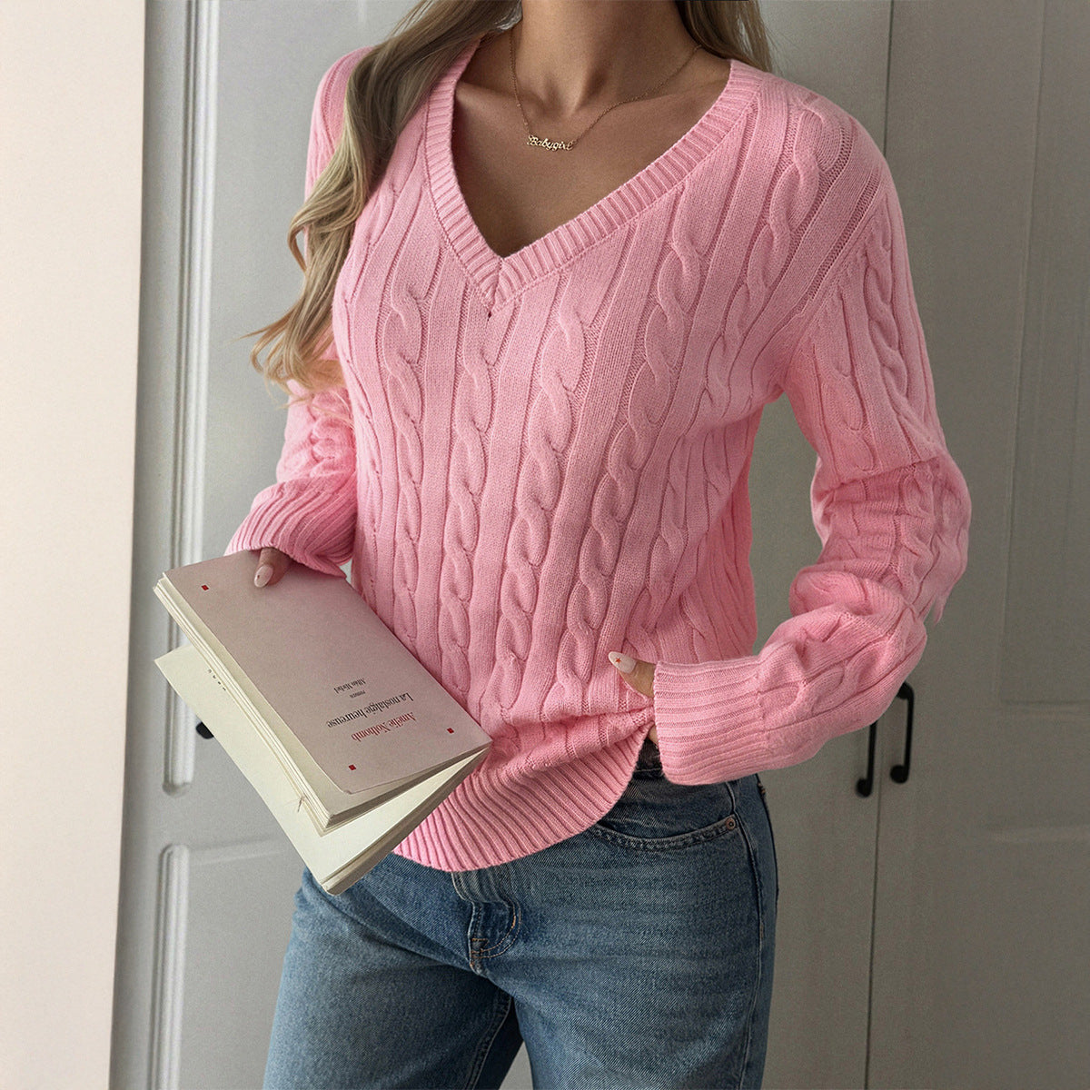 All-match Woolen Long-sleeved Top Sweater For Women