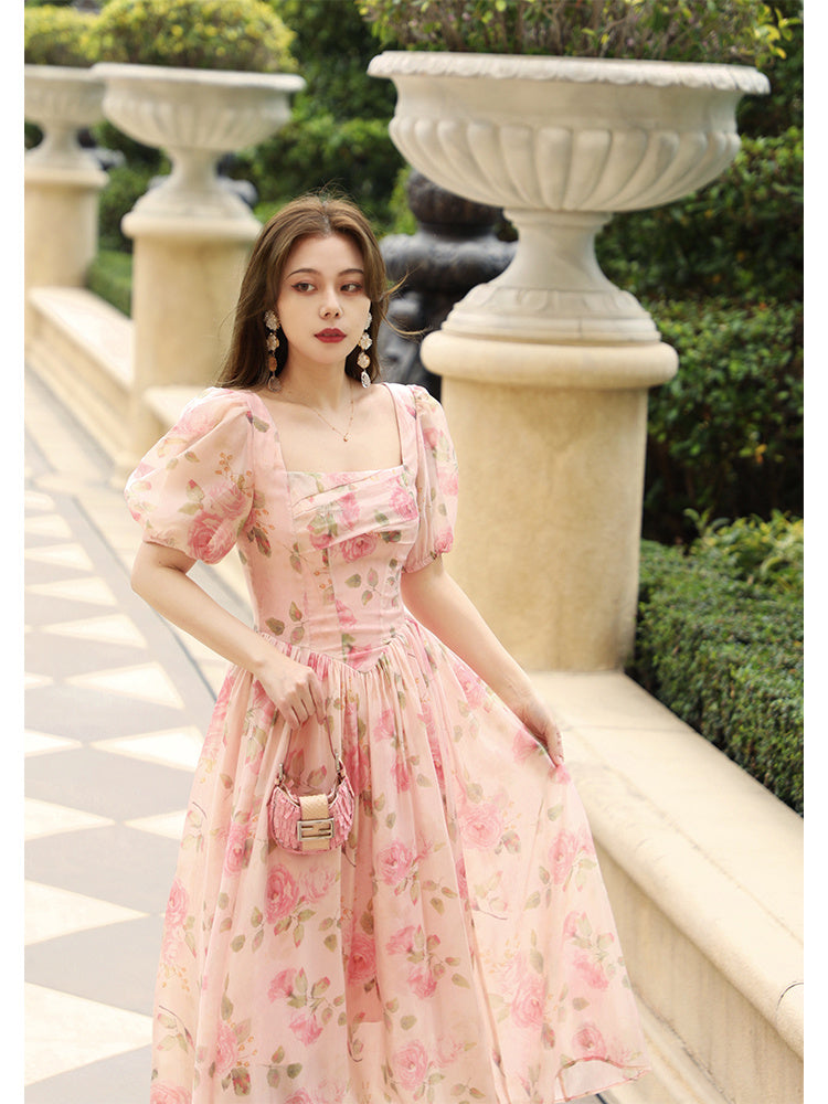 Vintage Print Waist Fairy French Dress