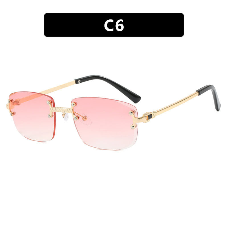 Frameless cut edge oval fashionable and high-end Instagram popular sunglasses of the same style