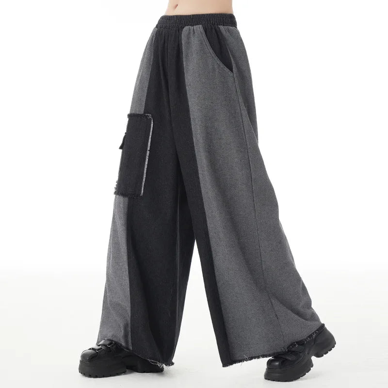 Jeans a gamba larga con cuciture a contrasto Jeans da donna autunno e inverno nuovi Jeans da donna casual alla moda 