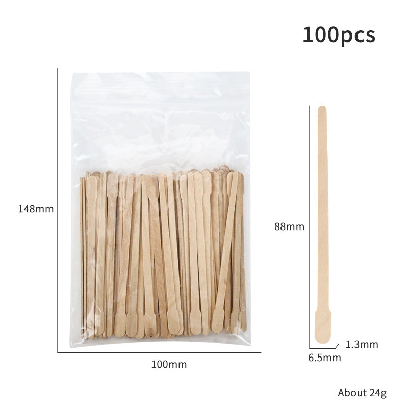 100-Piece Bag of Disposable Wooden Sticks for Hair Removal Waxing and Scraping Tools