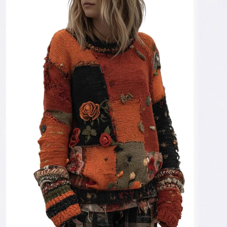 Loose Top Casual Drop Shoulder Round Neck Women's Clothing