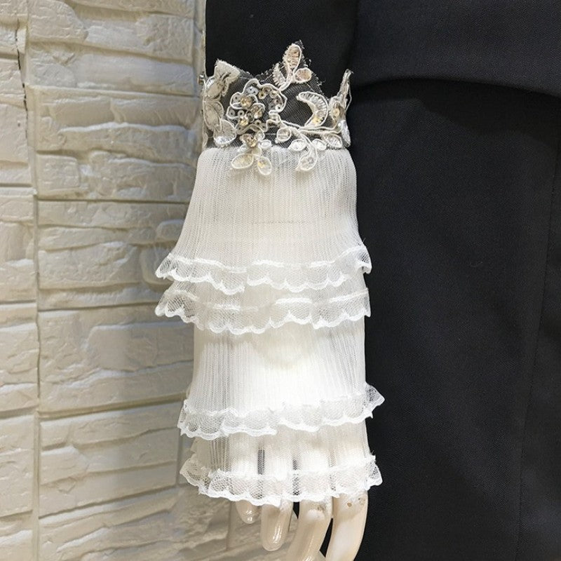 Embroidered Beaded Collar Decorated Suit Dress