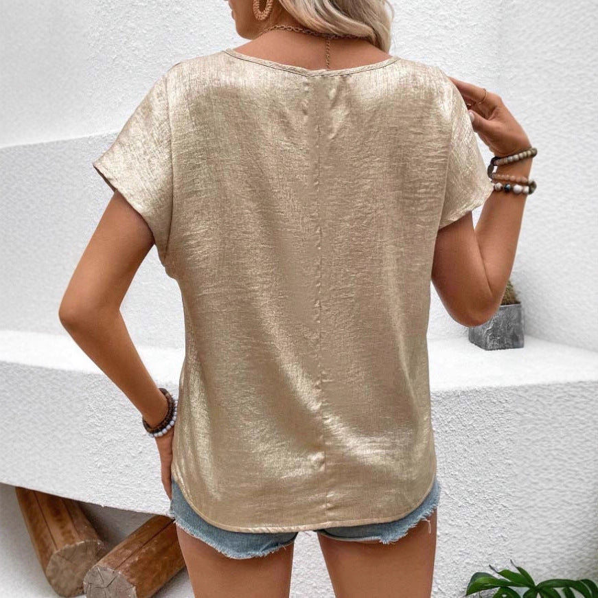 Short Sleeve Round-neck Comfortable Casual Women's Top