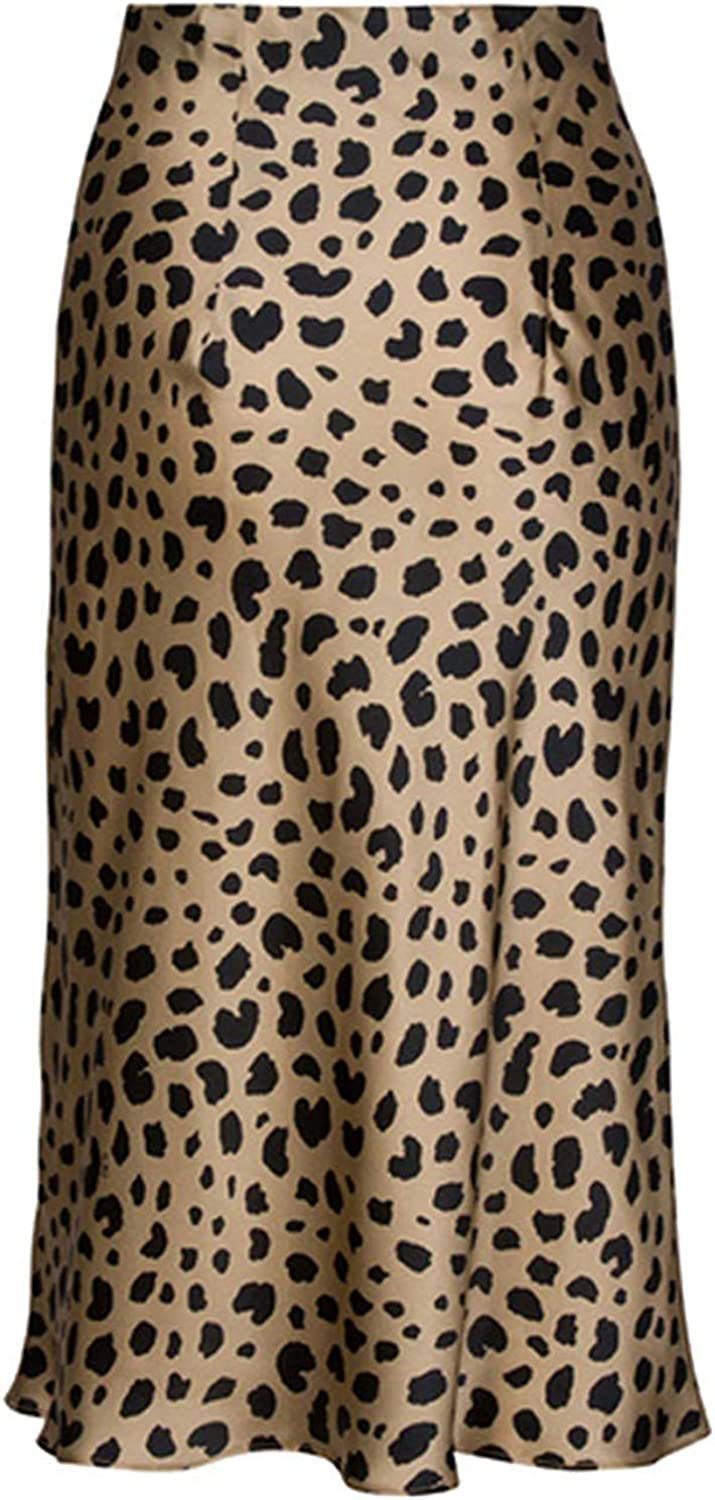 Women's Leopard Print Printed Dress High Waist Invisible Zipper Skirt