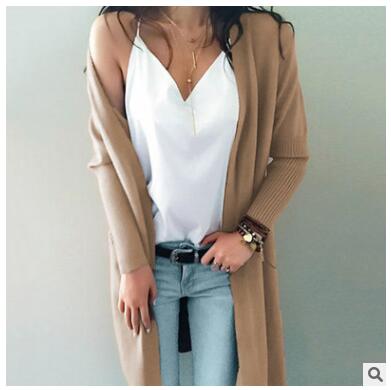 Women knitted long sleeve long sweater cardigan for female women  autumn new overcoat outwear coats