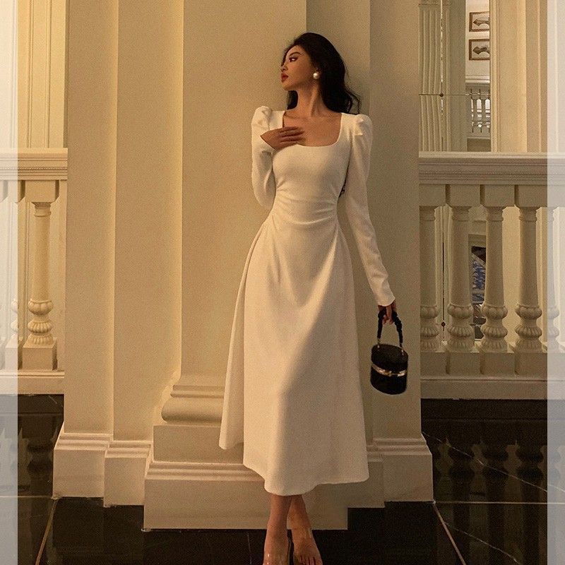 French-style Sophisticated Black Dress For Women