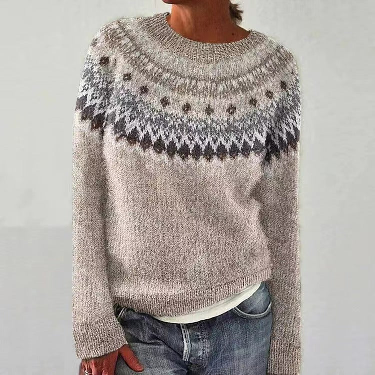 Round Neck Multicolor Loose Fashion Sweater Women