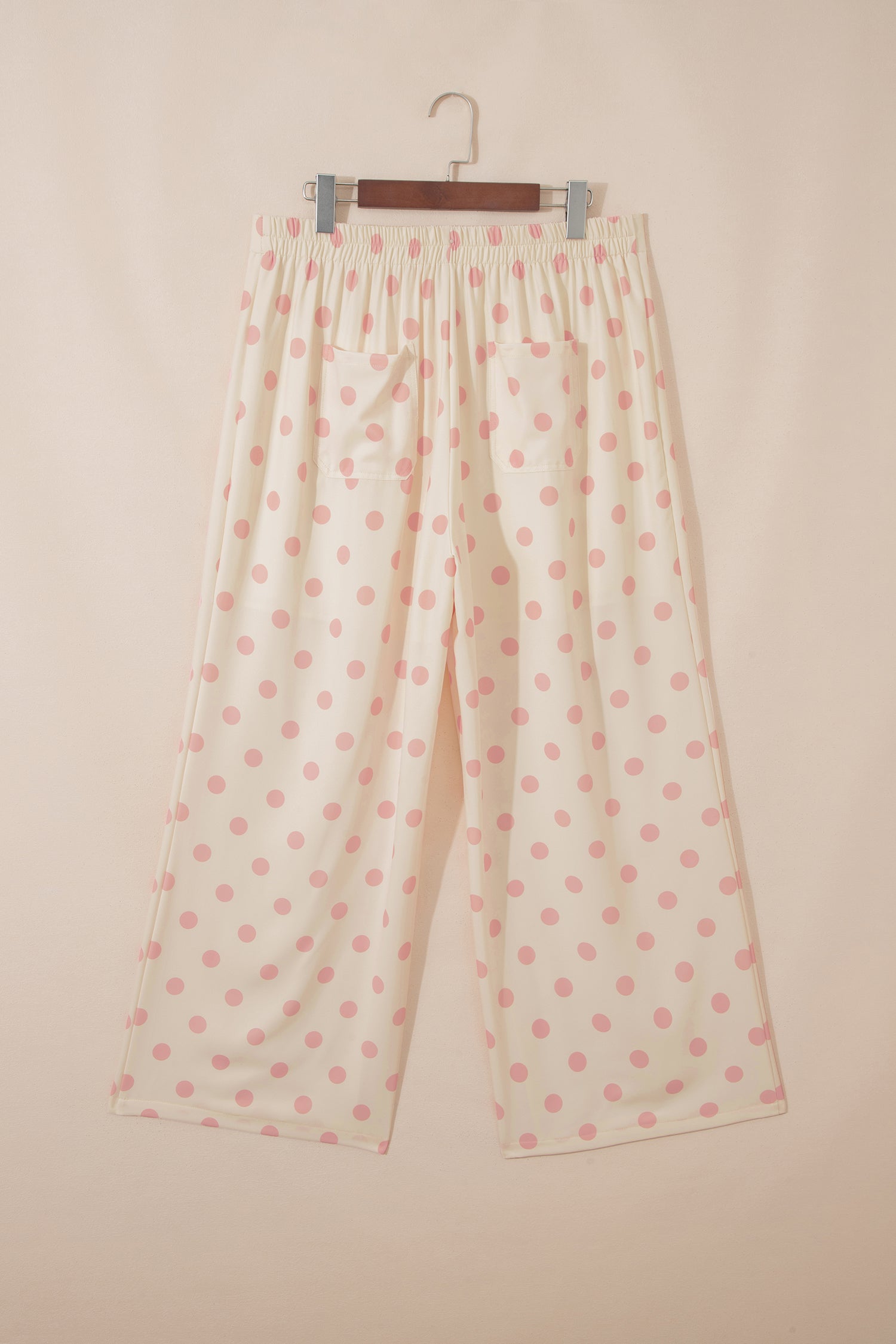Black Polka Dot Print Patched Pocket Mid-rise Straight Leg Pants