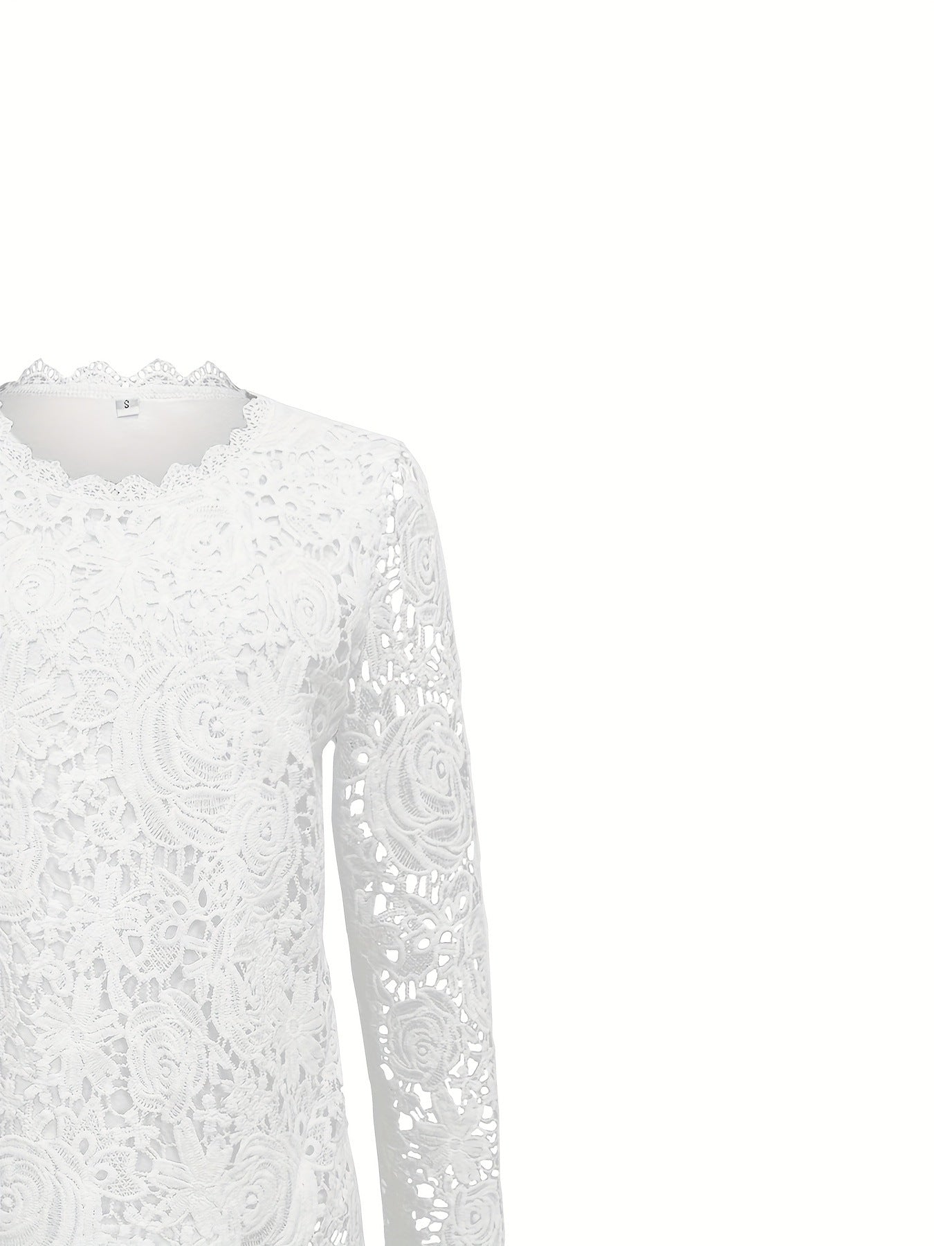 Lace Crewneck Long-sleeve Vintage Top