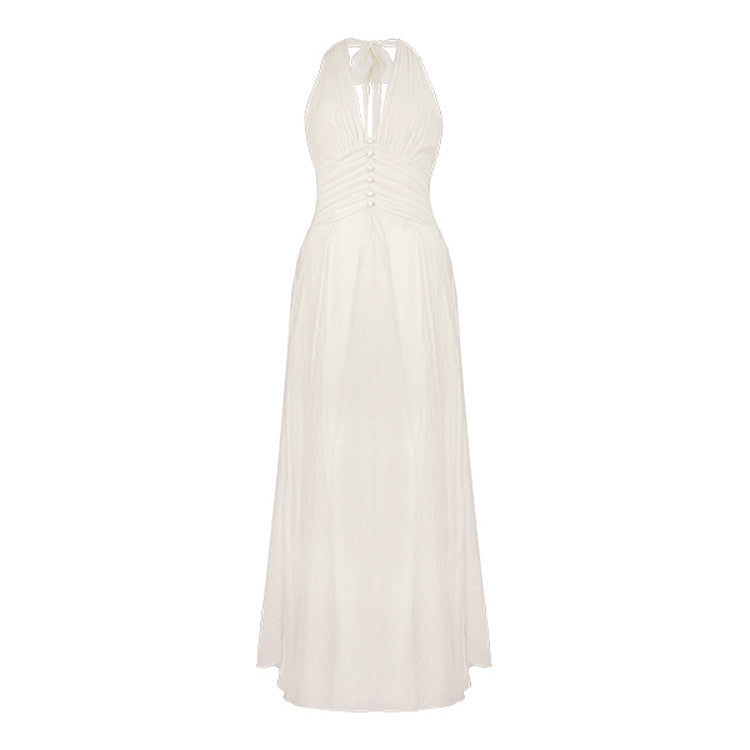 Women's Fashion Temperament Hanging Neck Deep V Dresses