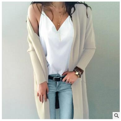 Women knitted long sleeve long sweater cardigan for female women  autumn new overcoat outwear coats