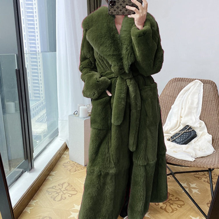 Imitation fur coat women's mid length coat
