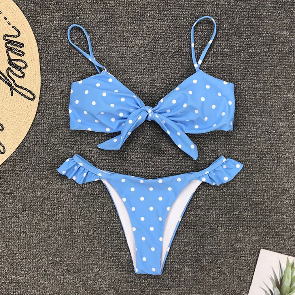 Womens Dot Print Bikini Push-up Bikinis Swimwear Swimsuit Beachwear Bathing Suit Brazilian Biquinis Maillot De Bain Swim Summer