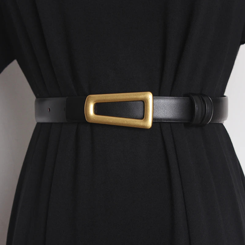 Women's Runway Fashion Genuine Leather Cummerbunds Female Dress Corsets Waistband Belts Decoration Narrow Belt
