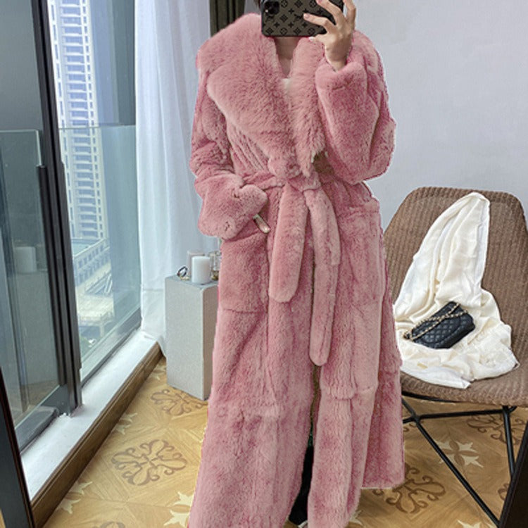 Imitation fur coat women's mid length coat