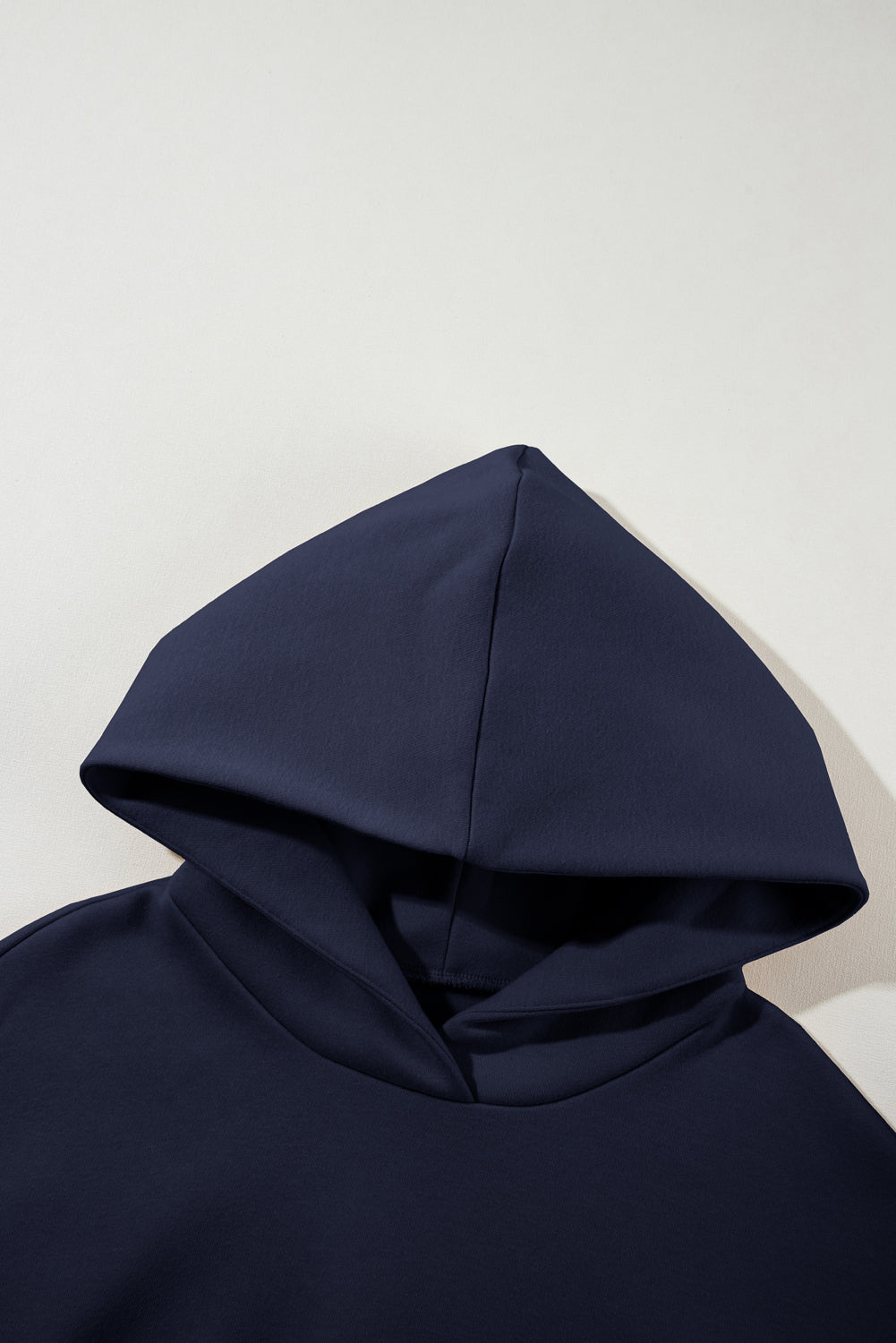 Navy Blue Solid Exposed Seams Hoodie and Joggers Activewear Set