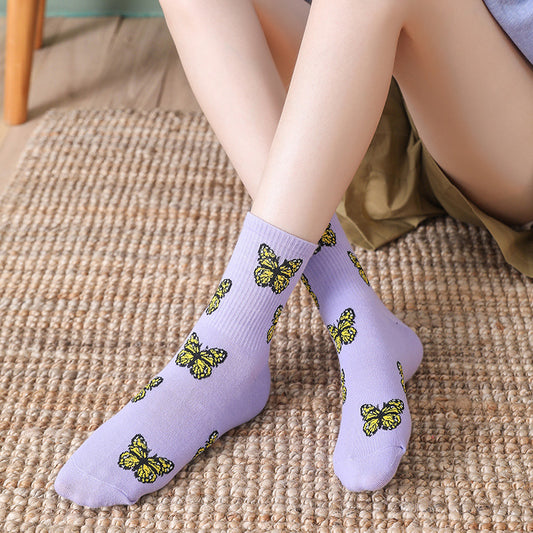 Butterfly Socks Women's Mid-calf Length Autumn And Winter