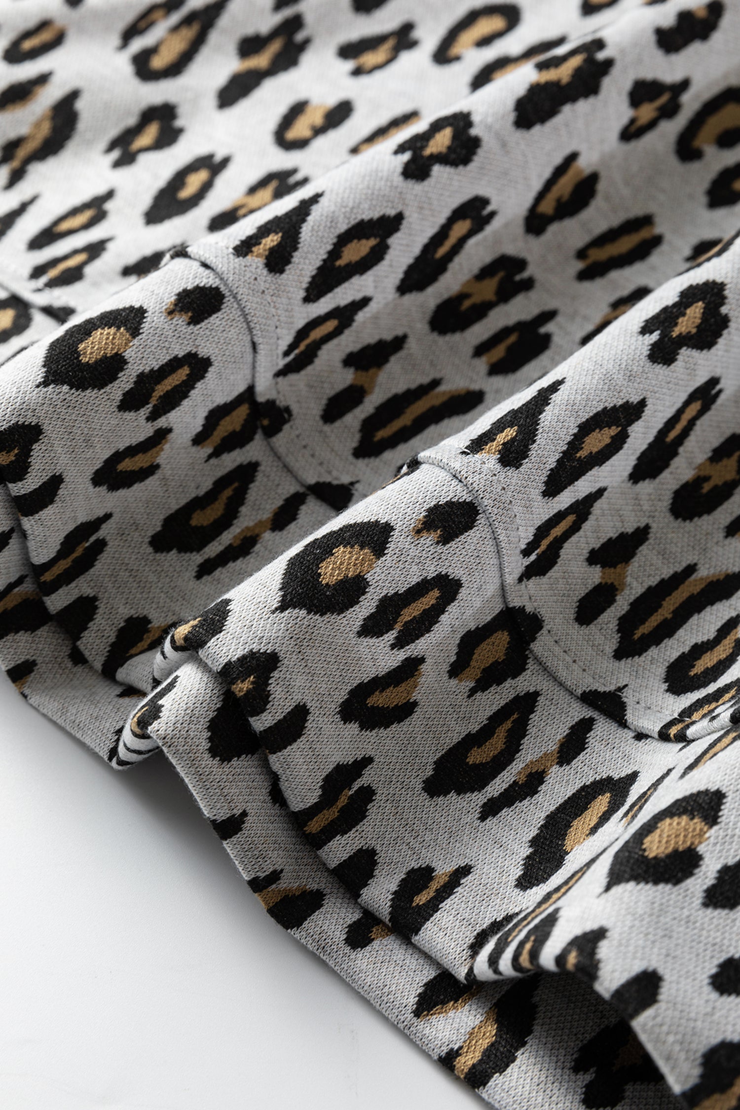 Beige Leopard Print Casual Tee and Pants 2pcs Outfit